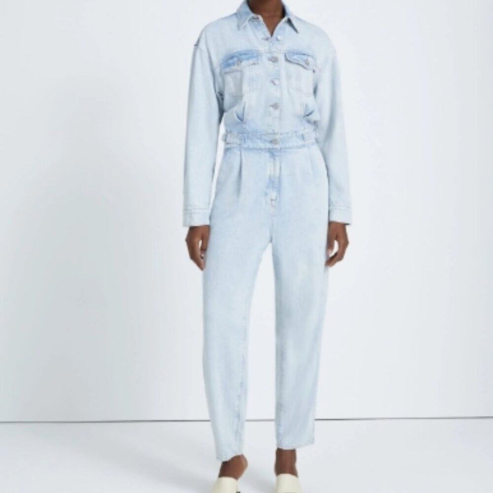 7 for all mankind - Denim Lustre Balloon Sleeve Jumpsuit